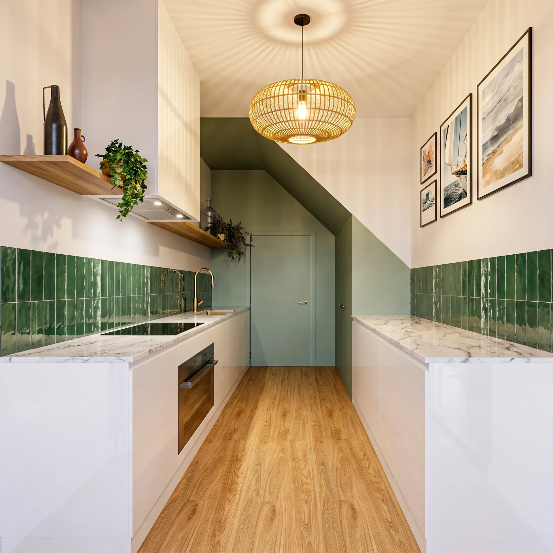 cucina disposta su due lati casa al mare
